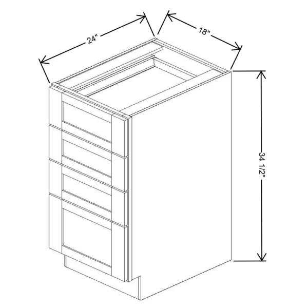 Fabuwood Allure Galaxy Mocha 18″ W X 34 1/2″ H X 24″ D 4 Drawer Base Cabinet
