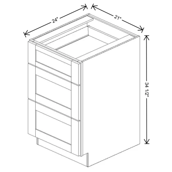 Fabuwood Allure Galaxy Mocha 21″ W X 34 1/2″ H X 24″ D 3 Drawer Base Cabinet