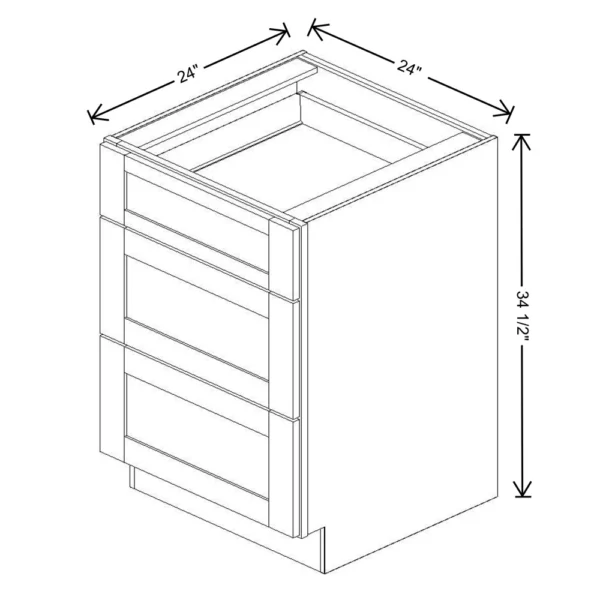 Fabuwood Allure Galaxy Mocha 24″ W X 34 1/2″ H X 24″ D 3 Drawer Base Cabinet