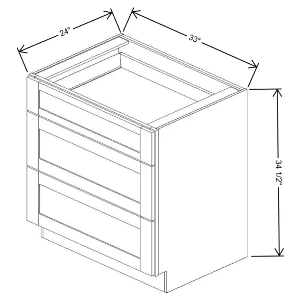 Fabuwood Allure Galaxy Mocha 33″ W X 34 1/2″ H X 24″ D 3 Drawer Base Cabinet