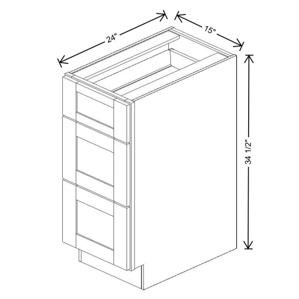 Fabuwood Allure Galaxy Cobblestone 15″ W X 34 1/2″ H X 24″ D 3 Drawer Base Cabinet