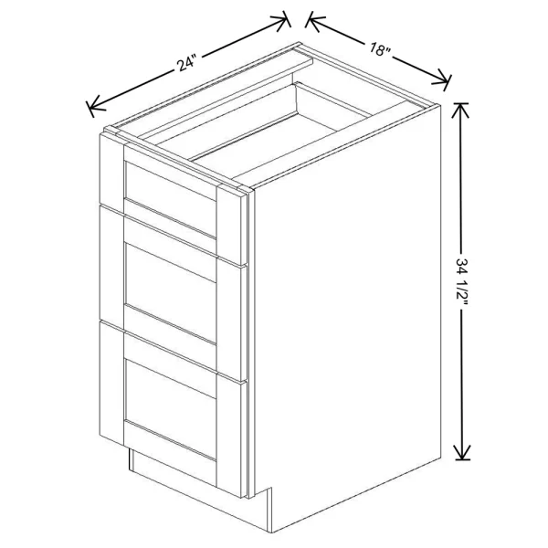 Fabuwood Allure Galaxy Cobblestone 18″ W X 34 1/2″ H X 24″ D 3 Drawer Base Cabinet
