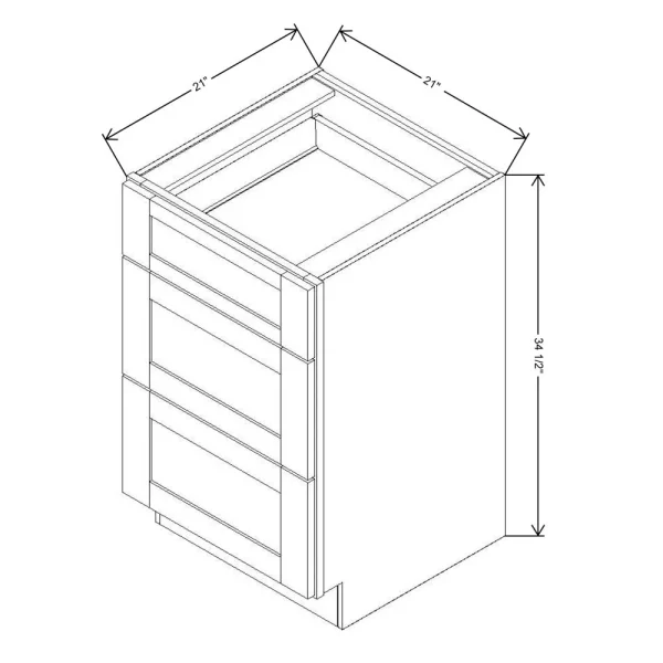 Fabuwood Allure Galaxy Cobblestone 21″ W X 34 1/2″ H X 21″ D Vanity Drawer Base Cabinet