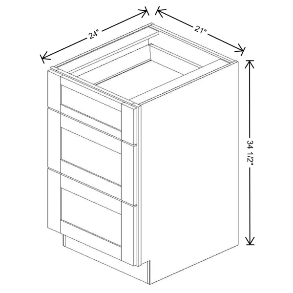 Fabuwood Allure Galaxy Cobblestone 21″ W X 34 1/2″ H X 24″ D 3 Drawer Base Cabinet