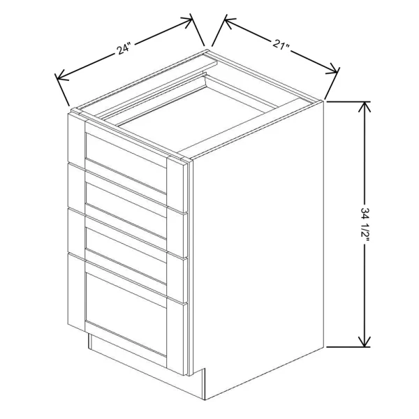 Fabuwood Allure Galaxy Cobblestone 21″ W X 34 1/2″ H X 24″ D 4 Drawer Base Cabinet