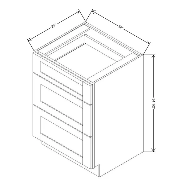Fabuwood Allure Galaxy Cobblestone 24″ W X 34 1/2″ H X 21″ D Vanity Drawer Base Cabinet