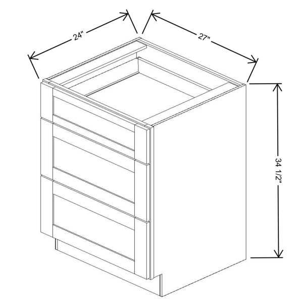 Fabuwood Allure Galaxy Cobblestone 27″ W X 34 1/2″ H X 24″ D 3 Drawer Base Cabinet