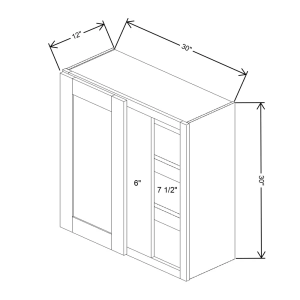 Fabuwood Allure Galaxy Cobblestone 30″ To 33″ W X 30″ H X 12″ D Single Door Blind Corner Wall Cabinet