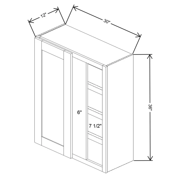 Fabuwood Allure Galaxy Cobblestone 30″ To 33″ W X 36″ H X 12″ D Single Door Blind Corner Wall Cabinet