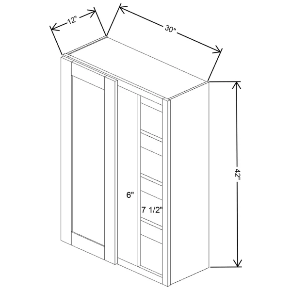 Fabuwood Allure Galaxy Cobblestone 30″ To 33″ W X 42″ H X 12″ D Single Door Blind Corner Wall Cabinet