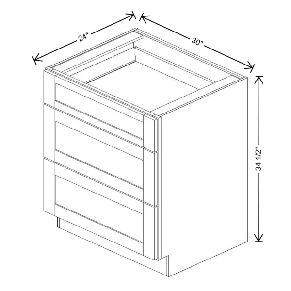 Fabuwood Allure Galaxy Cobblestone 30″ W X 34 1/2″ H X 24″ D 3 Drawer Base Cabinet