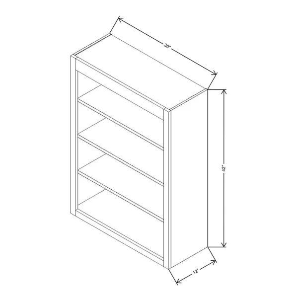 Fabuwood Allure Galaxy Cobblestone 30″ W X 42″ H X 12″ D Wall Open Shelf Cabinet