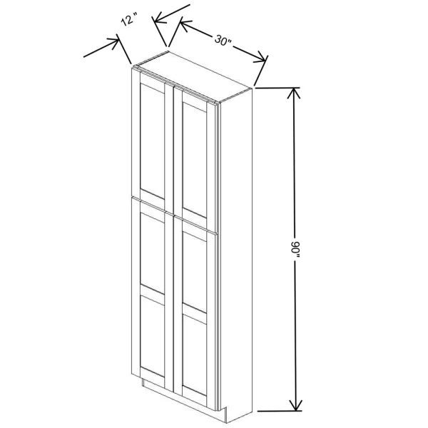 Fabuwood Allure Galaxy Cobblestone 30″ W X 90″ H X 12″ D Tall Pantry Cabinet