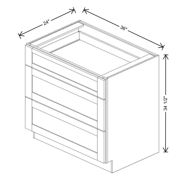 Fabuwood Allure Galaxy Cobblestone 36″ W X 34 1/2″ H X 24″ D 3 Drawer Base Cabinet