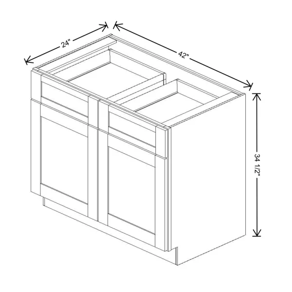 Fabuwood Allure Galaxy Cobblestone 42″ W X 34 1/2″ H X 24″ D Double Doors/Double Drawers Base Cabinet