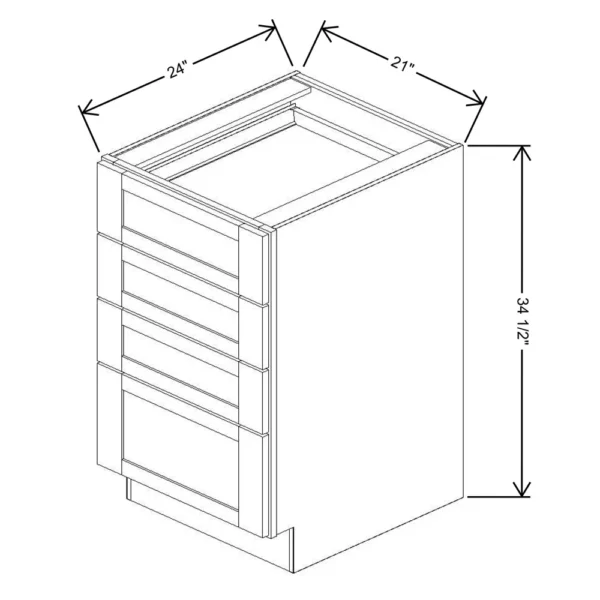 Fabuwood Allure Galaxy Desert Oak 21″ W X 34 1/2″ H X 24″ D 4 Drawer Base Cabinet