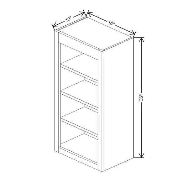 Fabuwood Allure Luna Kona 18″ W X 36″ H X 12″ D Wall Open Shelf Cabinet
