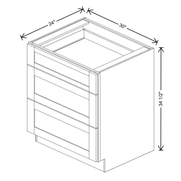 Fabuwood Allure Luna Kona 30″ W X 34 1/2″ H X 24″ D 3 Drawer Base Cabinet