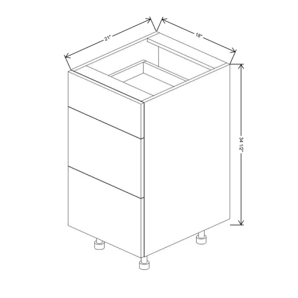 Fabuwood Ovela Tuscany Antracita 18″ W X 34 1/2″ H X 21″ D 3 Drawer Vanity Base Cabinet