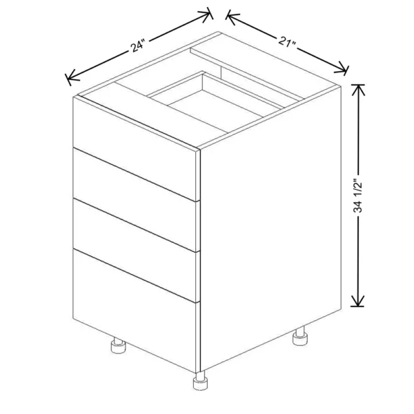 Fabuwood Ovela Tuscany Antracita 21″ W X 34 1/2″ H X 24″ D 4 Drawer Base Cabinet