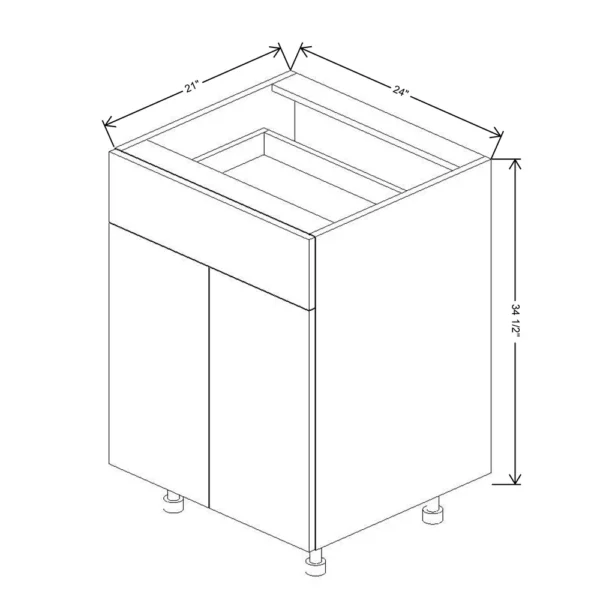 Fabuwood Ovela Tuscany Antracita 24″ W X 34 1/2″ H X 21″ D Double Door Vanity Base Cabinet