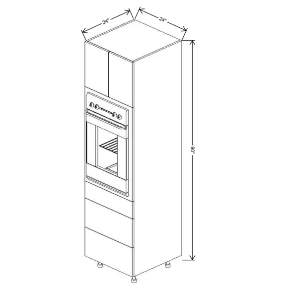 Fabuwood Ovela Tuscany Antracita 24″ W X 90″ H Single Oven Cabinet w/ 3 Drawers on the Bottom