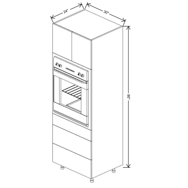 Fabuwood Ovela Tuscany Antracita 30″ W X 90″ H Single Oven Cabinet w/ 3 Drawers on the Bottom