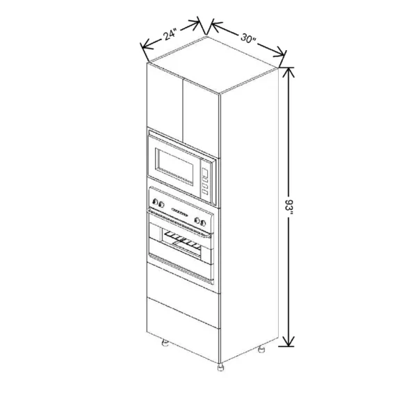 Fabuwood Ovela Tuscany Antracita 30″ W X 93″ H X 24″ D Combo Oven W/2 Drawers Cabinet