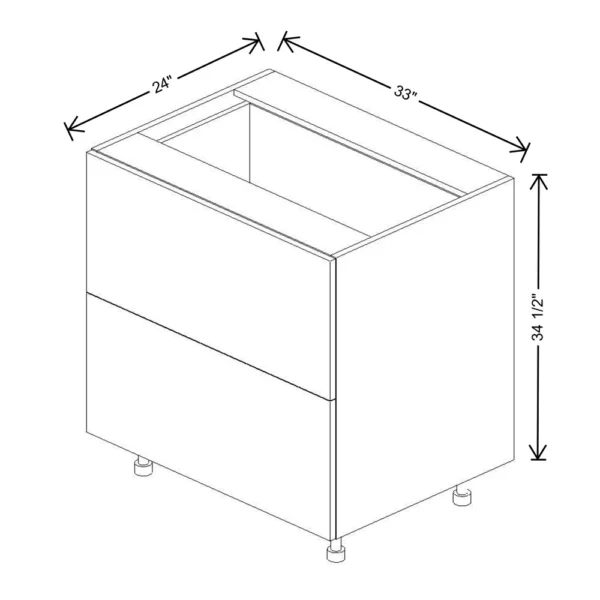 Fabuwood Ovela Tuscany Antracita 33″ W X 34 1/2″ H X 24″ D 2 Drawer Base Cabinet